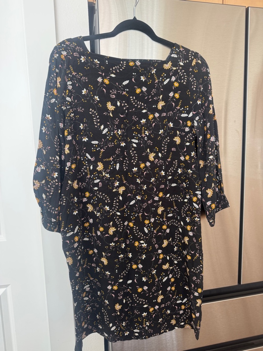 GAP Black Floral Mini Dress with Yellow and White Accents